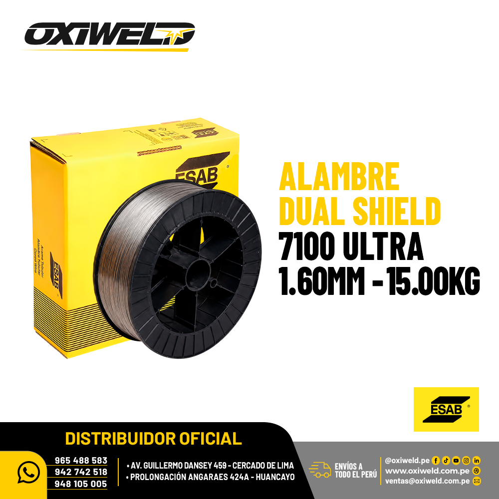 Alambre Dual Shield 7100 Ultra 1.60mm de 15 Kg ESAB Alambre Dual Shield 7100 Ultra 1.60mm de 15 Kg ESAB