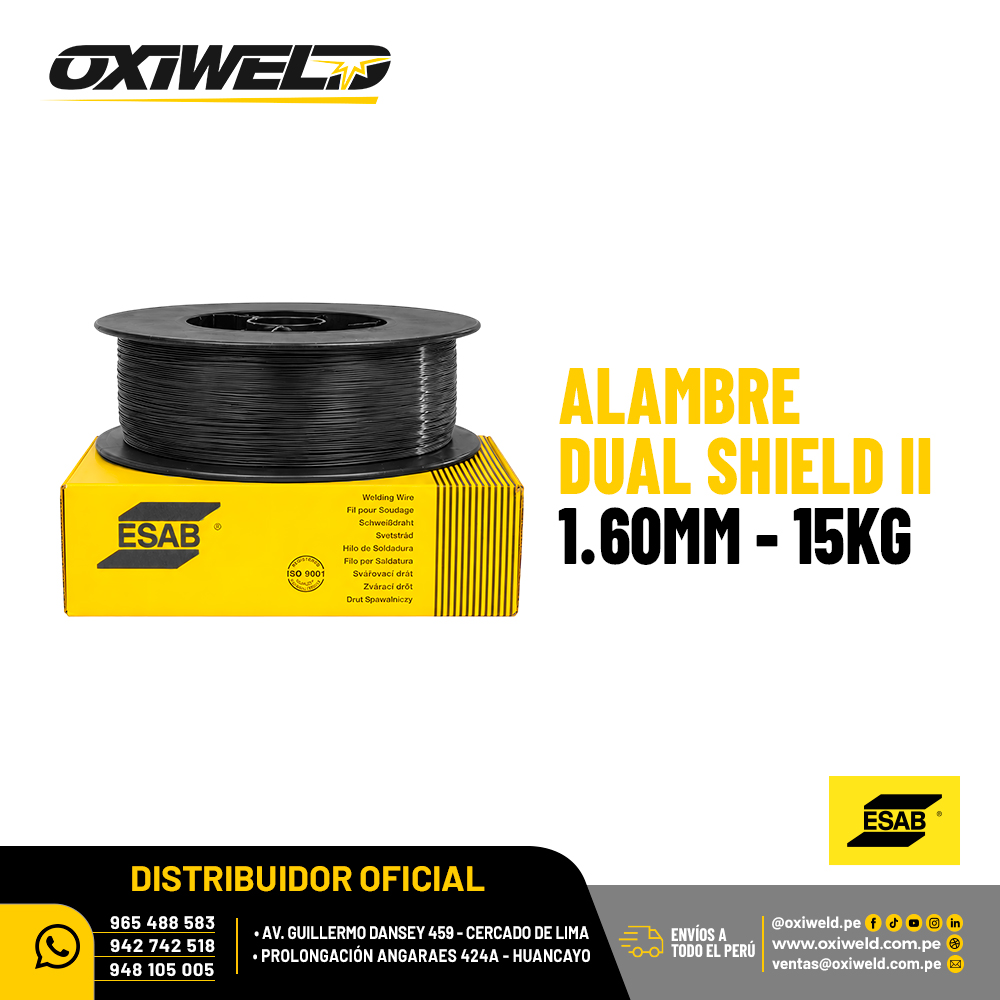 Alambre Dual Shield II 1.60mm de 15 Kg Esab Alambre Dual Shield II 1.60mm de 15 Kg Esab
