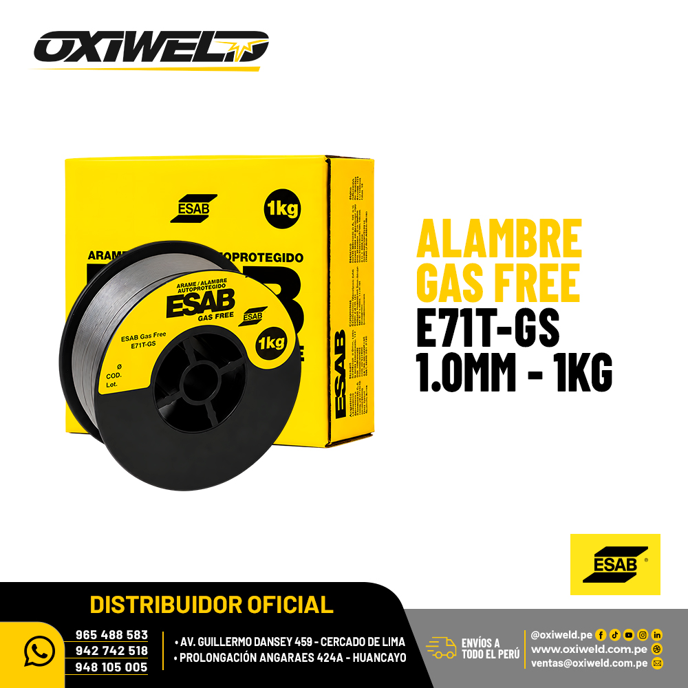 Alambre Gas Free E71T-GS 1.0mm de 1Kg Esab Alambre Gas Free E71T-GS 1.0mm de 1Kg Esab