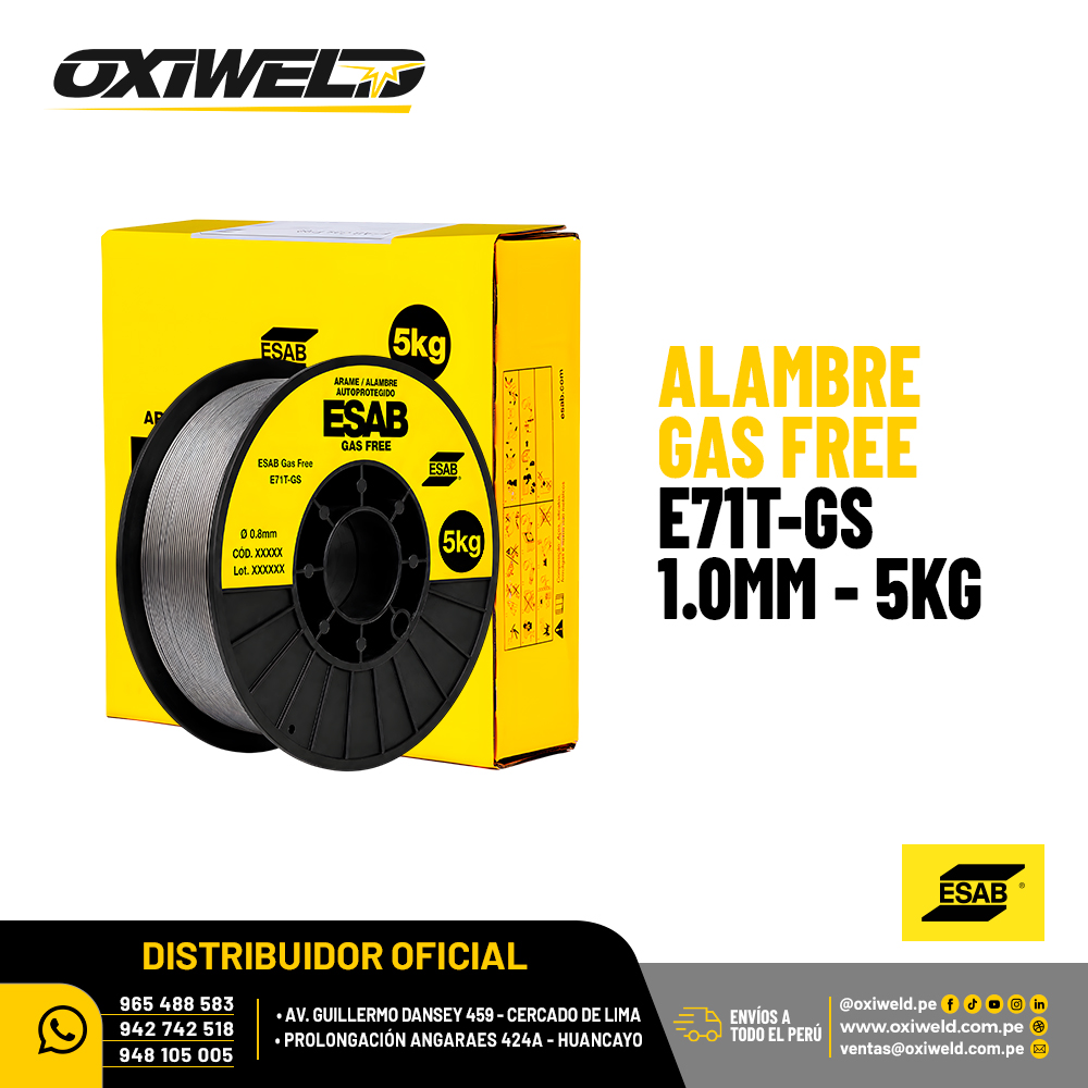 Alambre Gas Free E71T-GS 1.0mm de 5 Kg Esab Alambre Gas Free E71T-GS 1.0mm de 5 Kg Esab