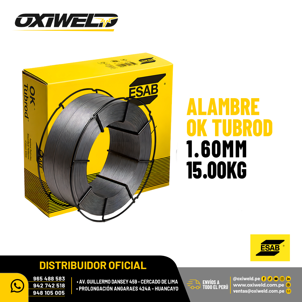 Alambre Ok Tubrod 1.60mm de 15 Kg Esab Alambre Ok Tubrod 1.60mm de 15 Kg Esab