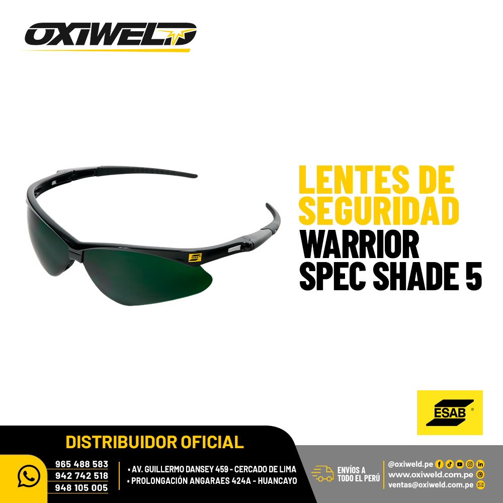 Lentes de Seguridad Warrior Spec Shade 5 Esab Lentes de Seguridad Warrior Spec Shade 5 Esab