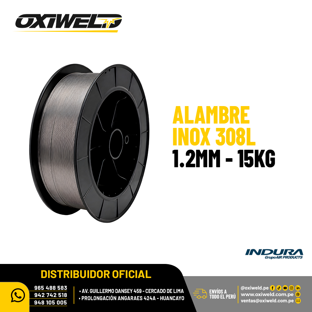 Alambre Inox 308L 1.2mm de 15 Kg Indura Alambre Inox 308L 1.2mm de 15 Kg Indura