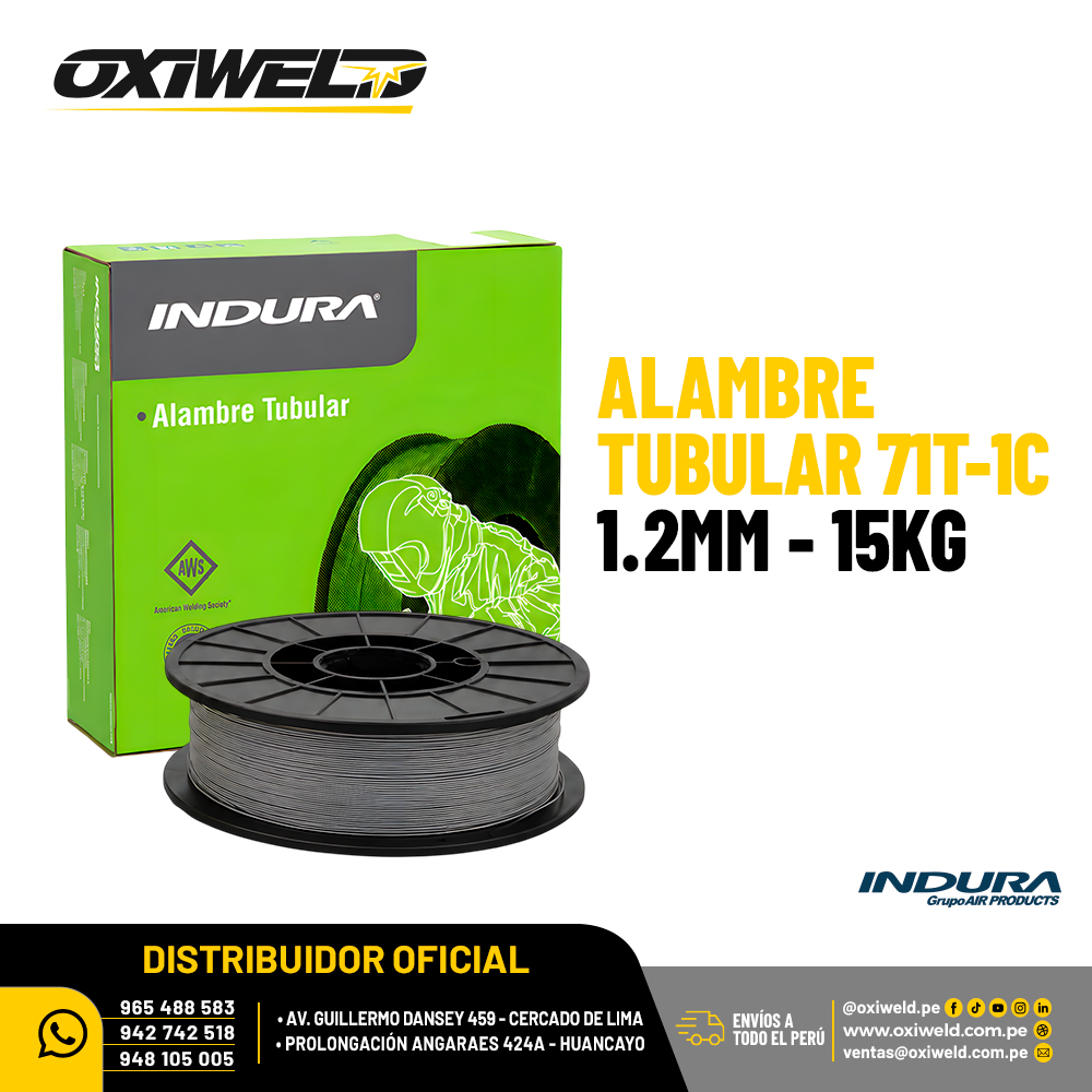 Alambre Tubular 71T-1C 1.2mm de 15Kg Indura Alambre Tubular 71T-1C 1.2mm de 15Kg Indura
