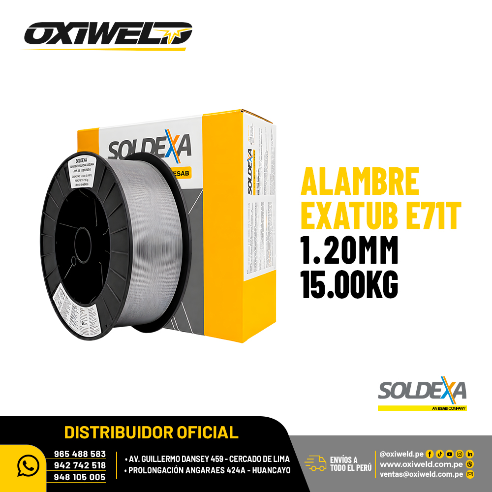 Alambre Exatub E71T 1.20mm de 15 Kg Soldexa Alambre Exatub E71T 1.20mm de 15 Kg Soldexa