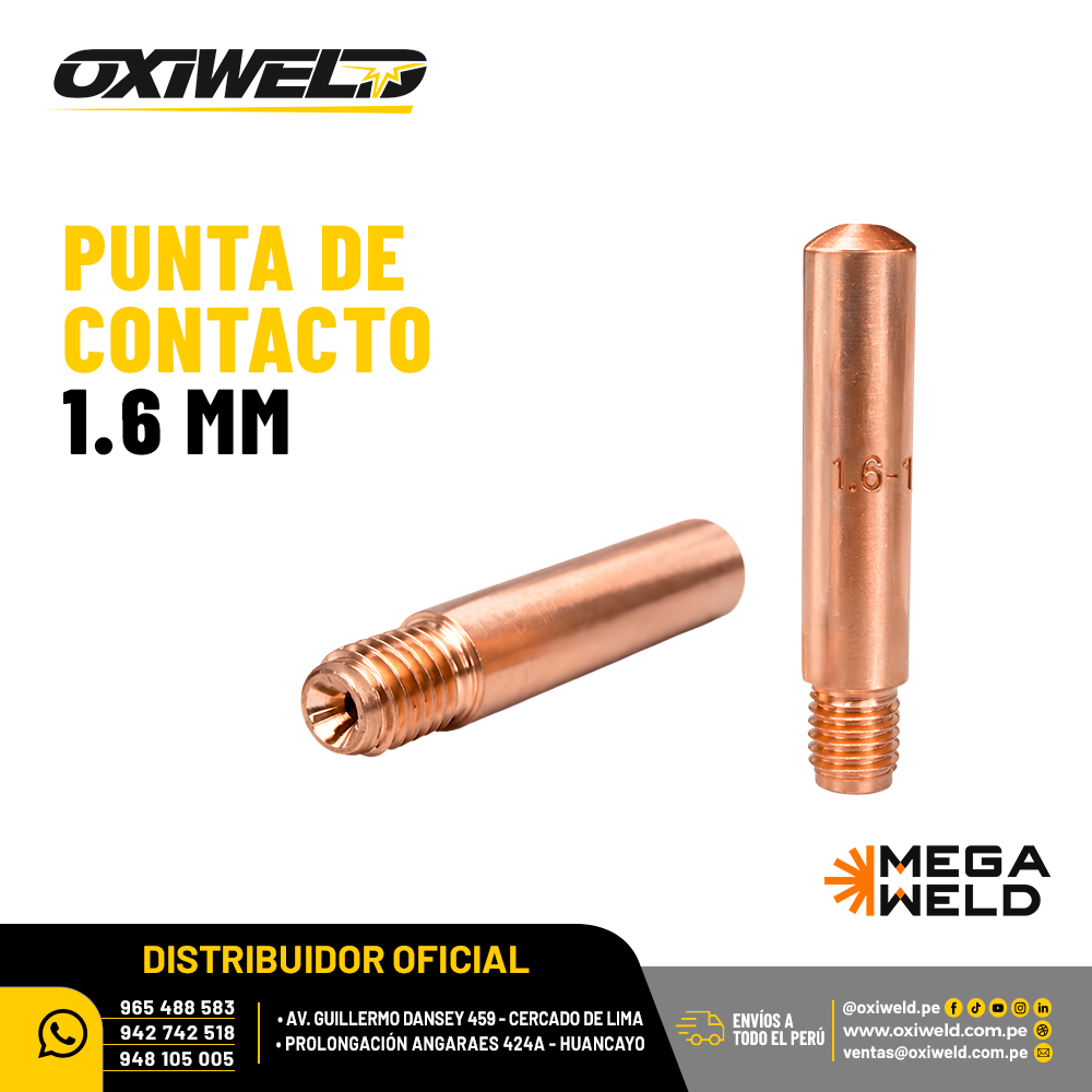 Punta de Contacto 1.6 mm Megaweld Punta de Contacto 1.6 mm Megaweld
