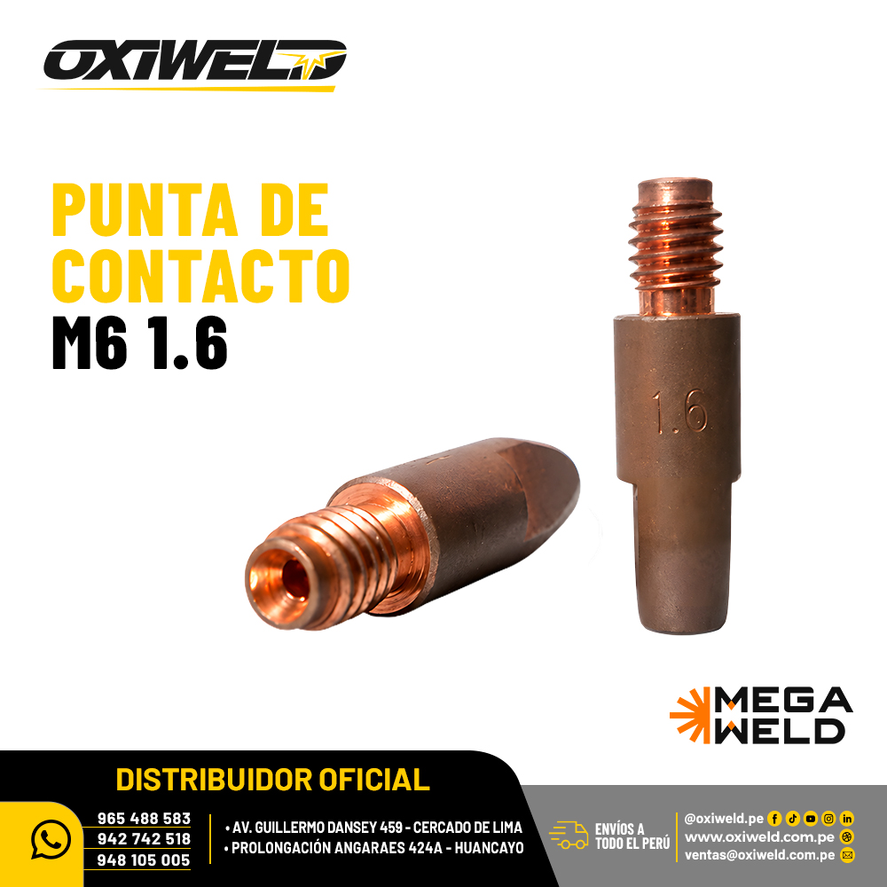 Punta de Contacto M6 de 1.6 mm Megaweld Punta de Contacto M6 de 1.6 mm Megaweld
