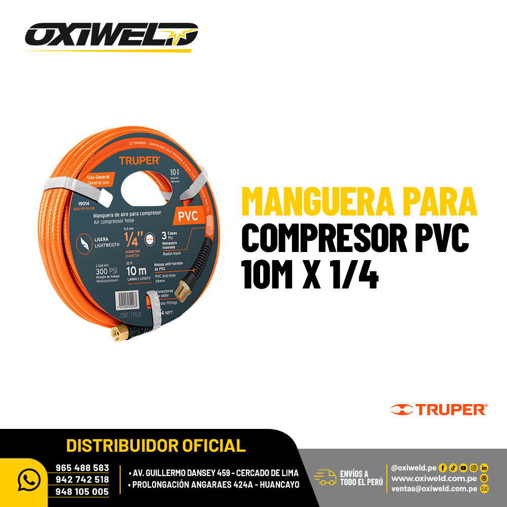 Manguera para Compresor PVC 10M por 1/4 Truper Manguera para Compresor PVC 10M por 1/4 Truper