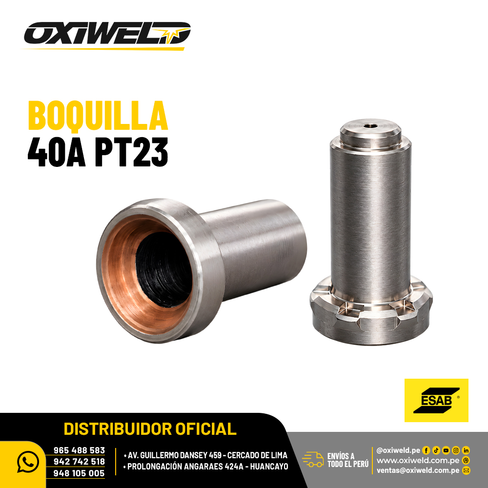ESAB BOQUILLA 40A PT23 Boquilla de corte plasma ESAB PT23 de 40 amperios para antorcha de plasma