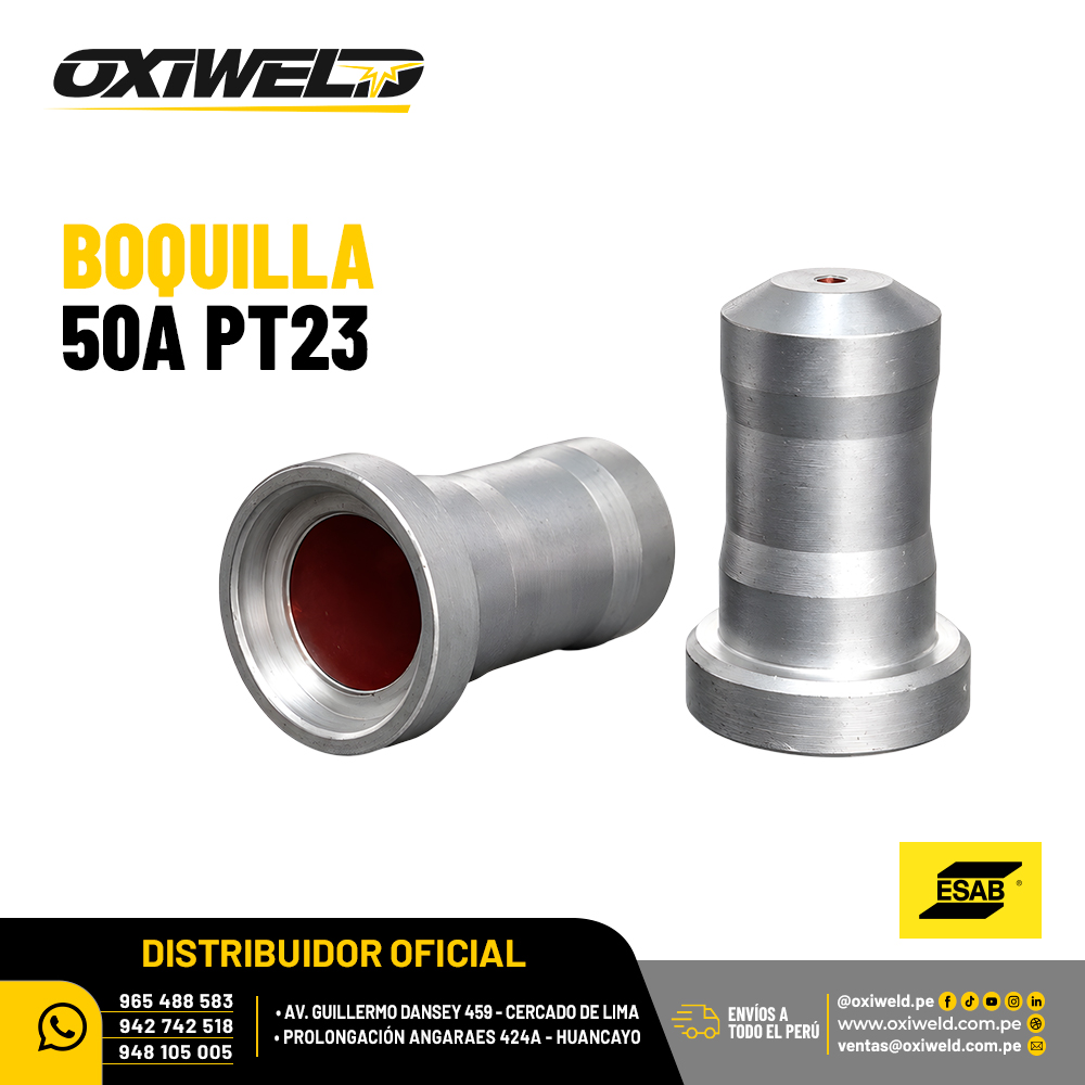 ESAB BOQUILLA 50A PT23 Boquilla de corte plasma ESAB PT23 de 50 amperios para antorchas de corte por plasma