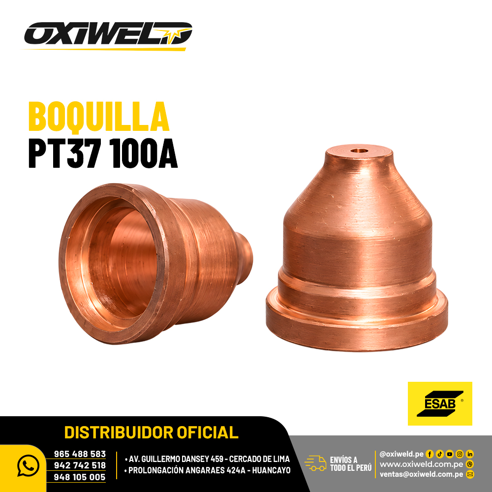 ESAB BOQUILLA PT37 100A Boquilla de corte plasma ESAB PT37 de 100 amperios para antorcha de corte por plasma