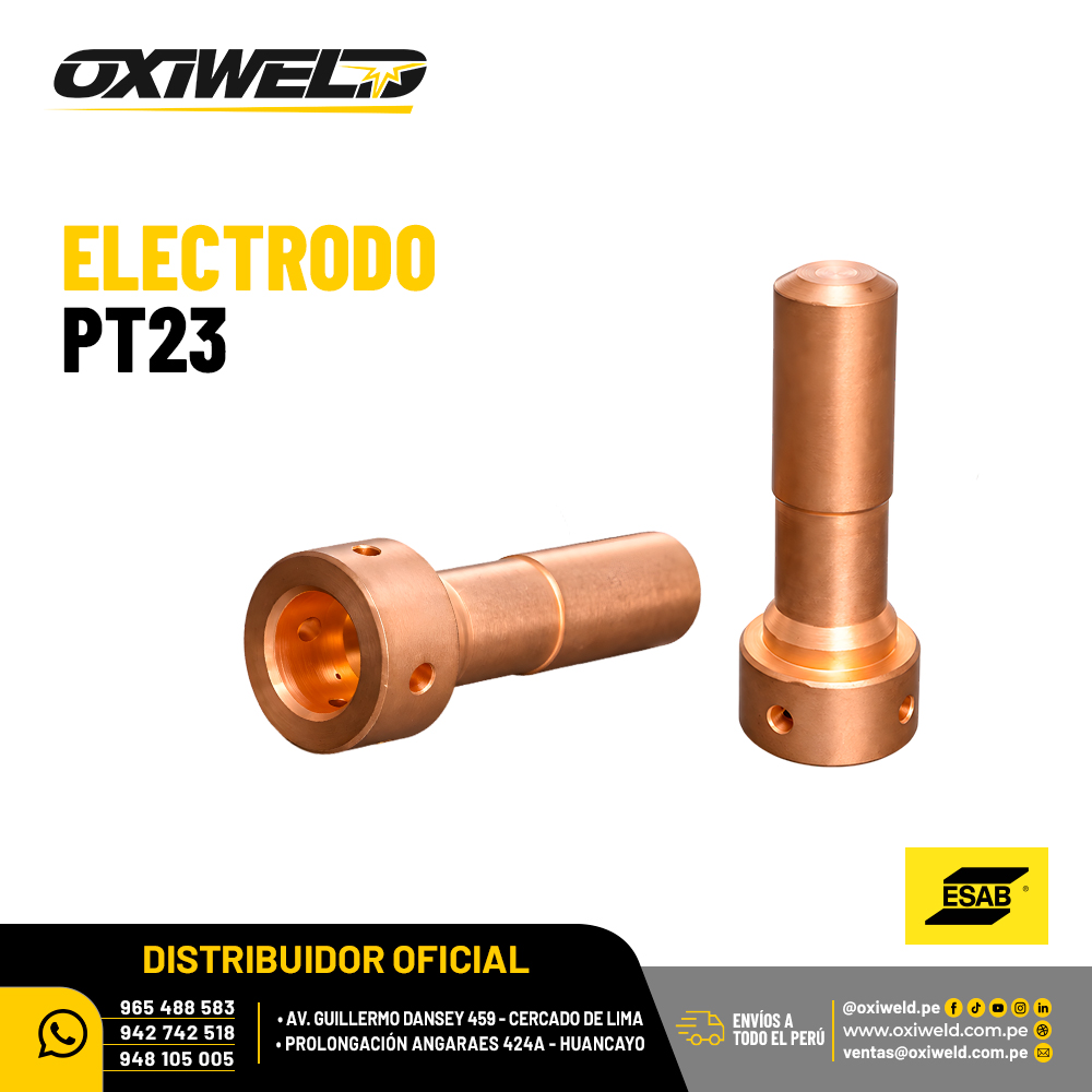 ESAB ELECTRODO PT23 Electrodo PT23 ESAB para antorcha de corte por plasma y aplicaciones metalmecánicas