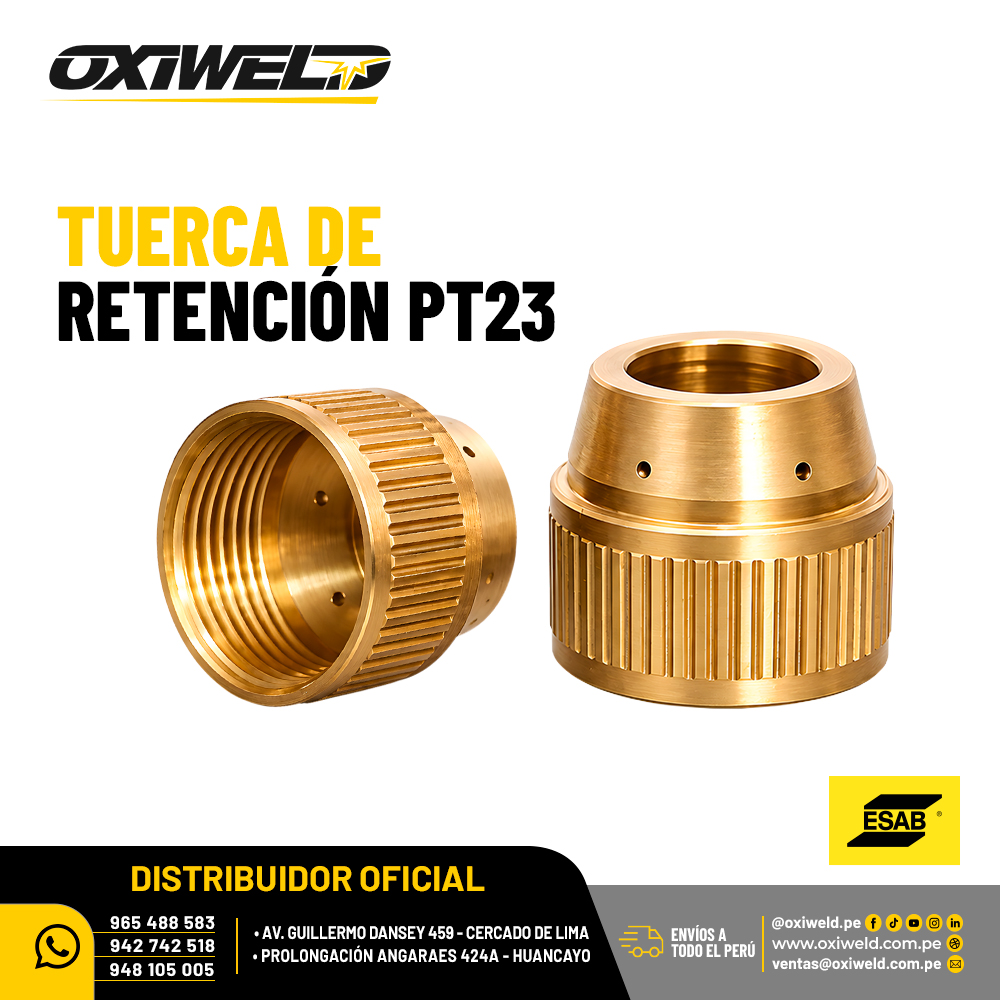 ESAB TUERCA DE RETENCION PT23 Tuerca de retención ESAB PT23 para sujeción de boquilla en antorchas de corte plasma