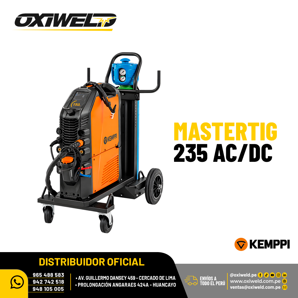 MasterTig 235 AC/DC Kemppi Máquina de soldar Kemppi MasterTig 235 AC/DC inverter de 230 amperios para soldadura TIG y MMA