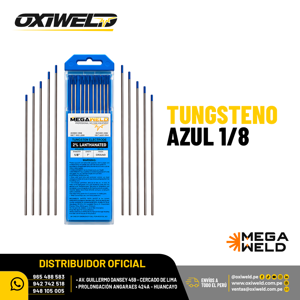 Electrodo Tungsteno Azul 1/8 Megaweld Electrodo Tungsteno Azul 1/8 Megaweld