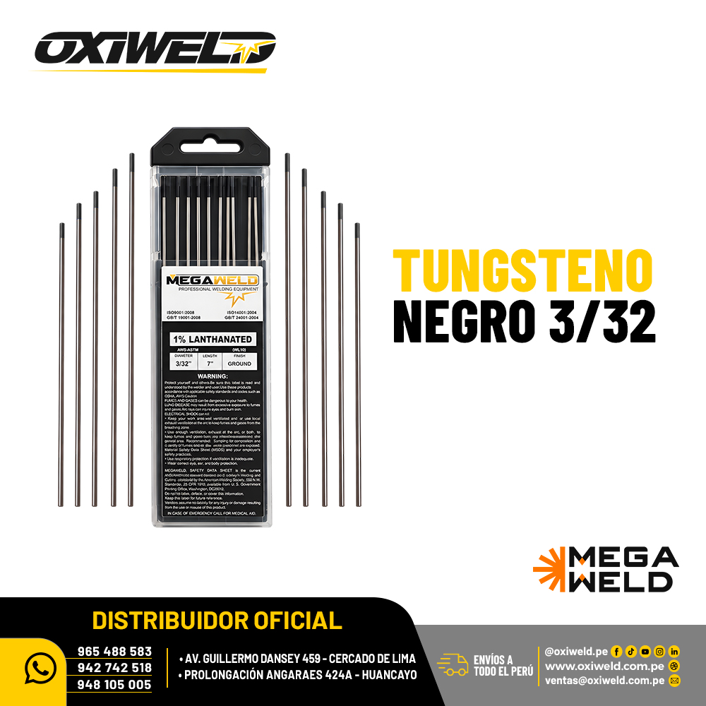 Electrodo Tungsteno Negro 3/32 Megaweld Electrodo Tungsteno Negro 3/32 Megaweld