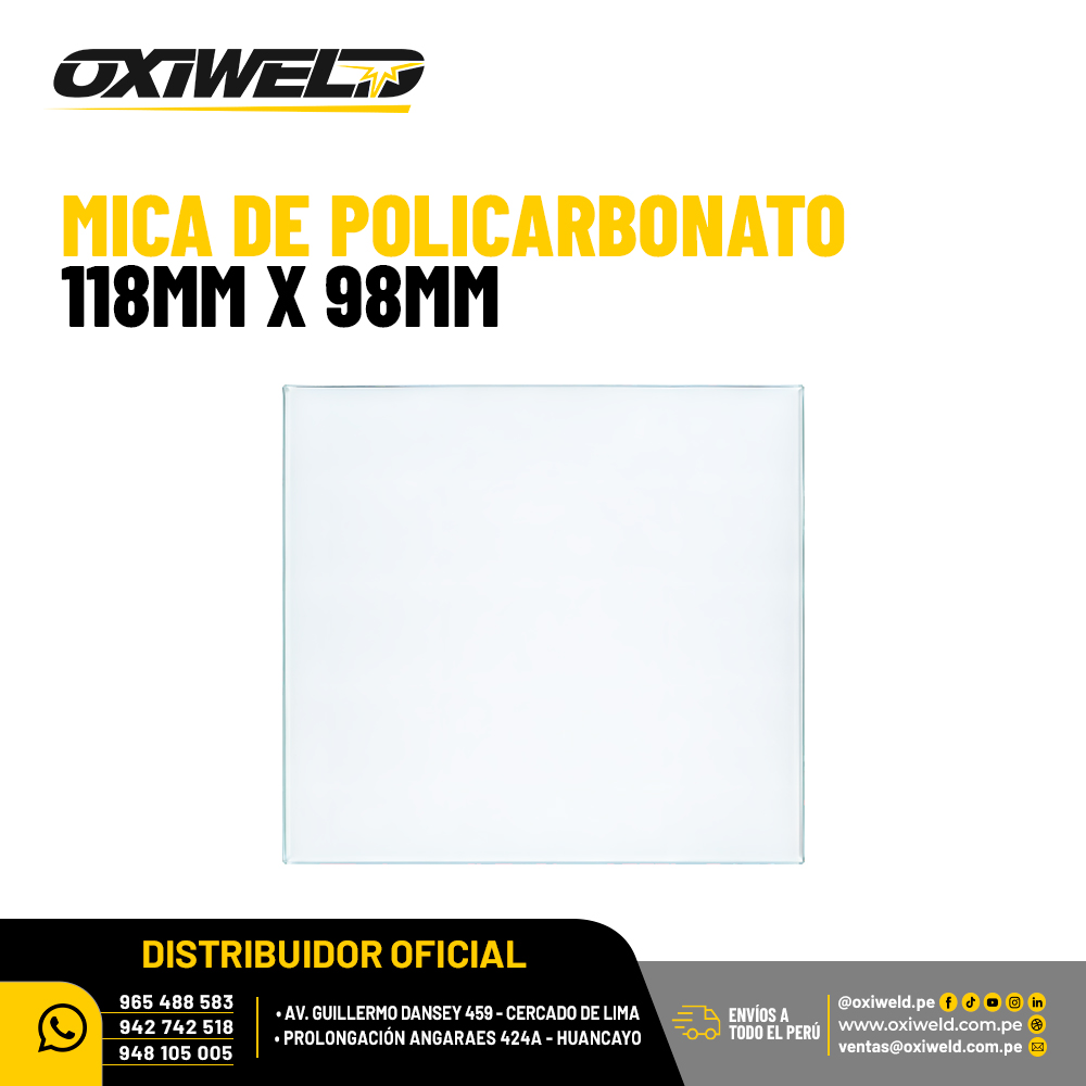 MICA DE POLICARBONATO 118 X 98MM Mica de policarbonato transparente de 13.8 x 12.2 cm para protección y reemplazo de la cubierta de caretas de soldar