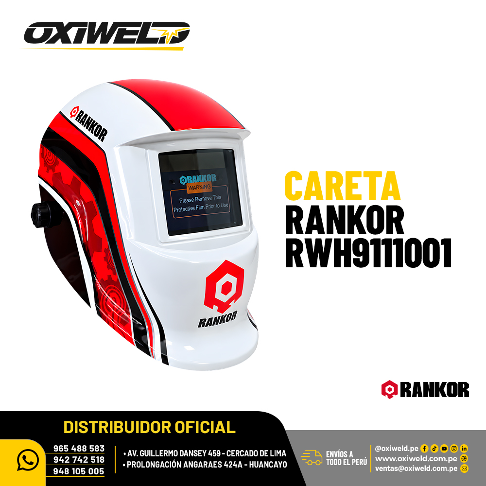 RANKOR CARETA RWH9111001 Careta fotosensible Rankor con visor de oscurecimiento automático para protección ocular y facial durante trabajos de soldadura