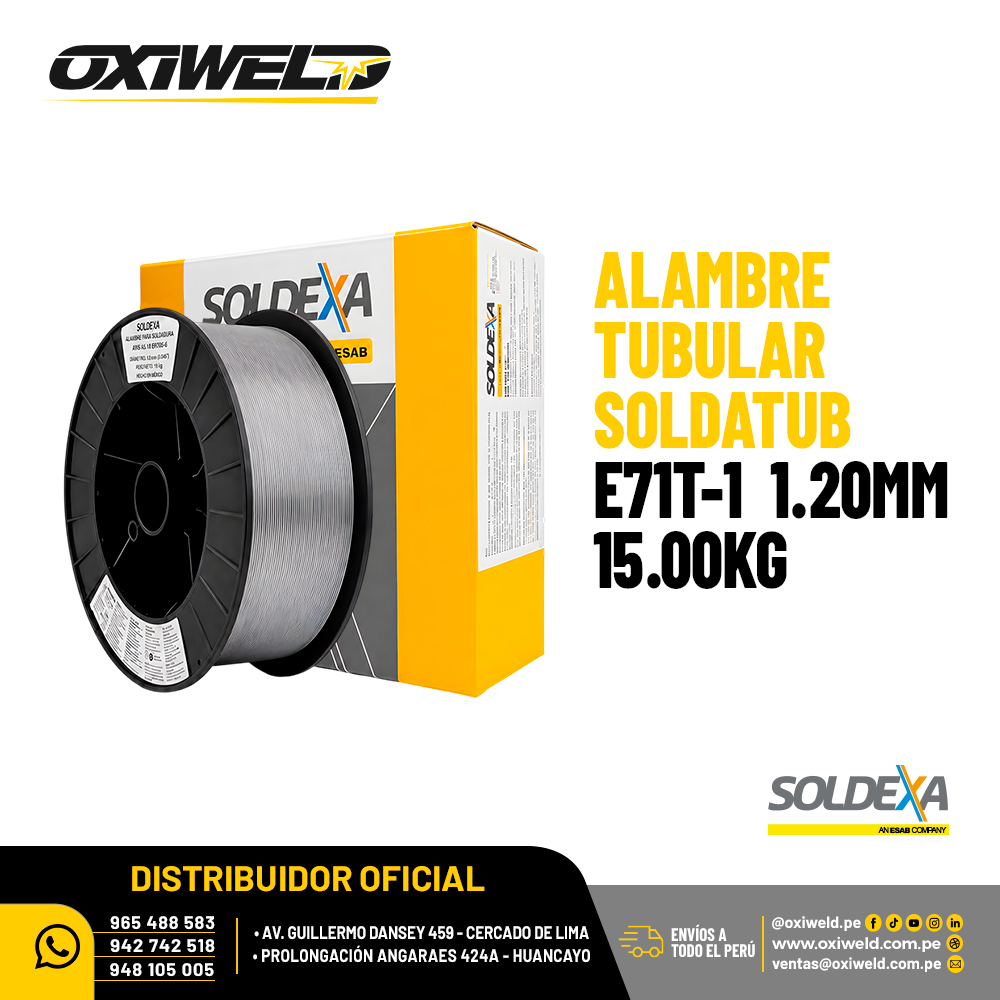Alambre Tubular Soldatub E71T-1 1.20 mm de 15 kg Soldexa Alambre Tubular Soldatub E71T-1 1.20 mm de 15 kg Soldexa