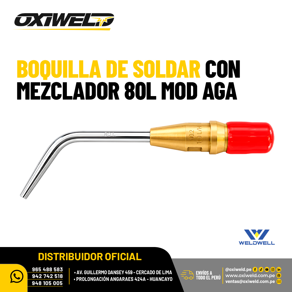 Boquilla de Soldar con Mezclador 80L Mod Aga Weldwell Boquilla de Soldar con Mezclador 80L Mod Aga Weldwell